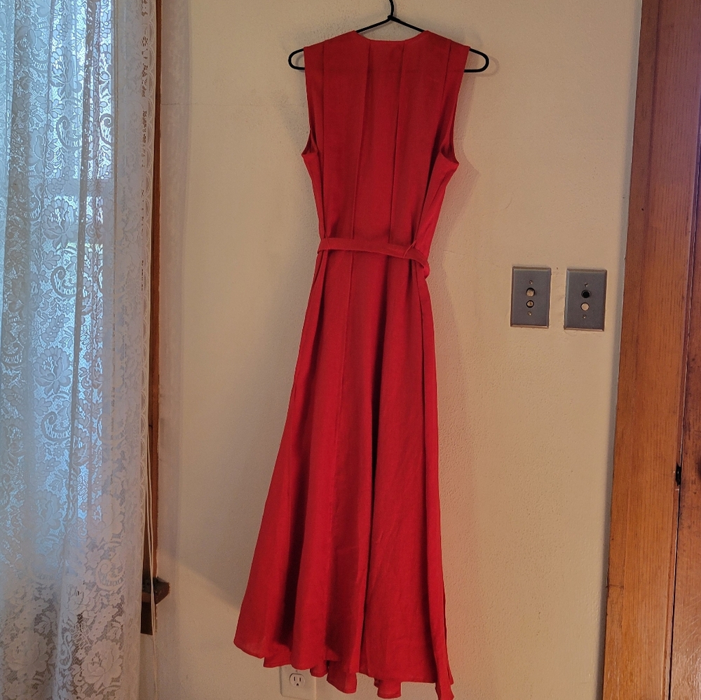 J. Crew Seamed Linen Dress with Removeable Belt - Red Arroyo - Picture 10 of 14